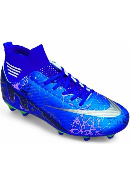 Erkek Bilekli Çoraplı Mavi Siyah Desen Krampon Halısaha Çimsaha Topraksaha fiyatları