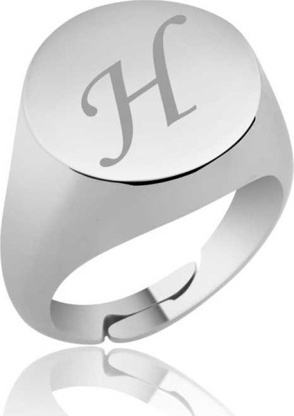 Gümüş Ayarlanabilir Harfli Şovalye Bayan Yüzük