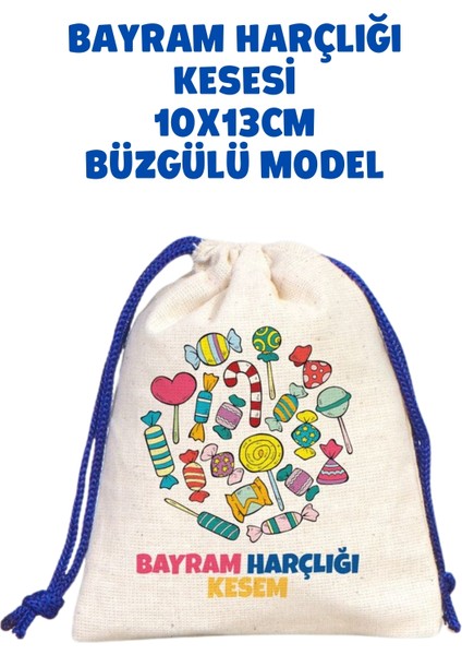 Saks Mavi Ipli Bayram Harçlığı Kesesi 10X13CM