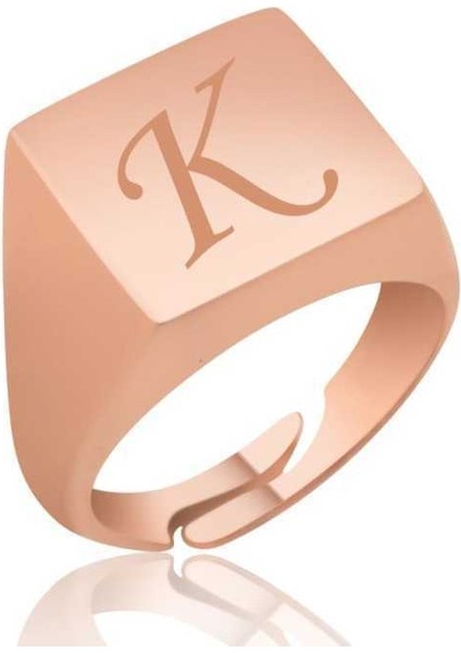 Gümüş Rose Ayarlanabilir Harfli Şovalye Bayan Yüzük