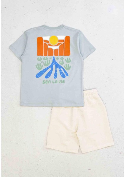 Mint Tshirtü Baskılı Keten Şortlu Takım fiyatları