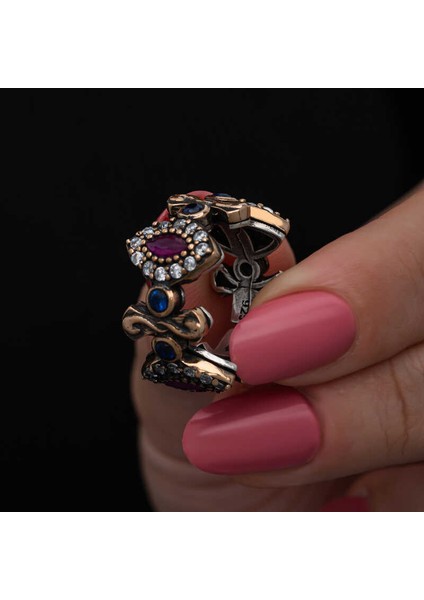 Gümüş Ayarlanabilen Otantik Mekik Kadın Yüzük