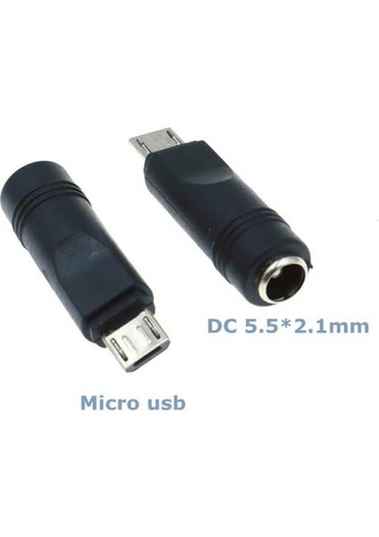 - Micro USB Erkek To Dc 5.5*2.1mm Dişi Soket Çevirici - Dc Güç Adaptörü Fişi Dönüştürücü