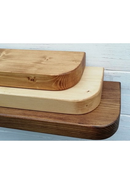 Dekoratif Doğal Ahşap Tek’li 65 x 15 x 4 cm (Gizli Aparatlı Raf)