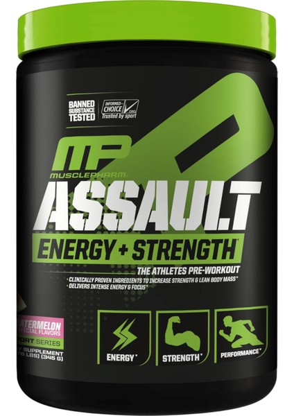 Muscle Pharm MusclePharm Assault Sport 30 Servings - Pre-Workout With Caffeine Acetyl-L-Carnitine Taurine L-Glycine Creatine Monohydrate Beta-Alanine & Betaine Anhydrous