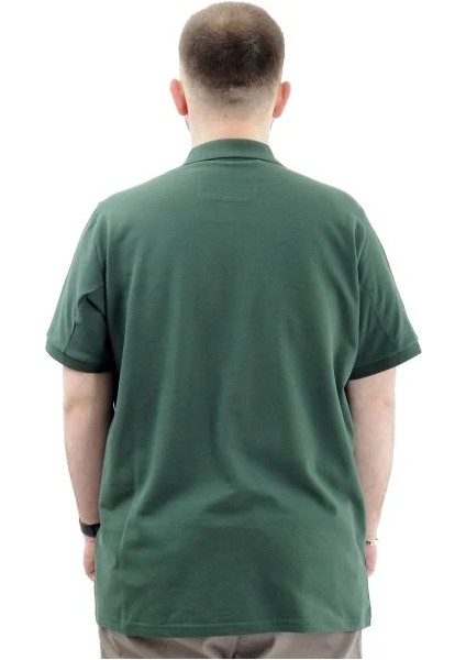 Büyük Beden Erkek T-Shirt Fermuarlı Polo Yaka Cepli U24325 Nefti