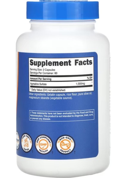 Agmatine Sulfate 1 000 Mg 120 Capsules Usa Version