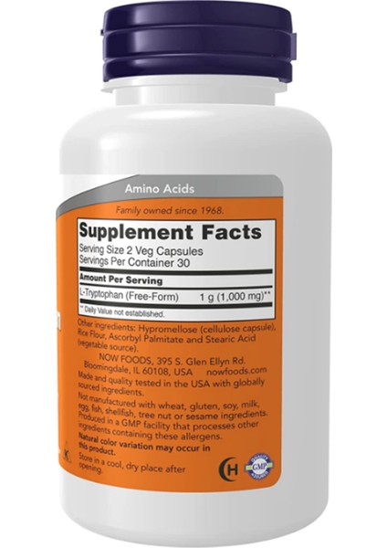 Sports L-Tryptophan 500 Mg 60 Veg Capsul Usa fiyatları