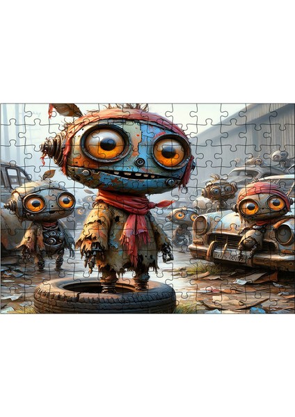 Ahşap Mdf Puzzle Yapboz Hurdalıktaki Robotlar 120 Parça 25 x 35 cm