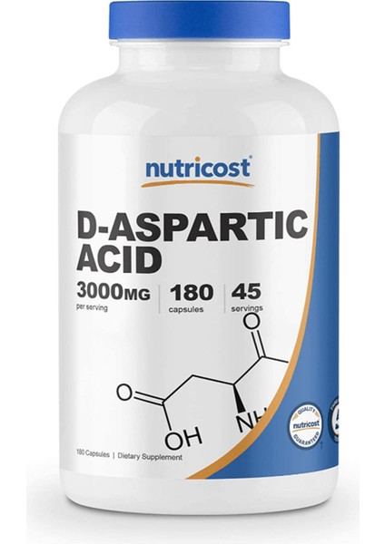 Daa D-Aspartic Acid Capsules (180 Capsules) (3000mg Serving)