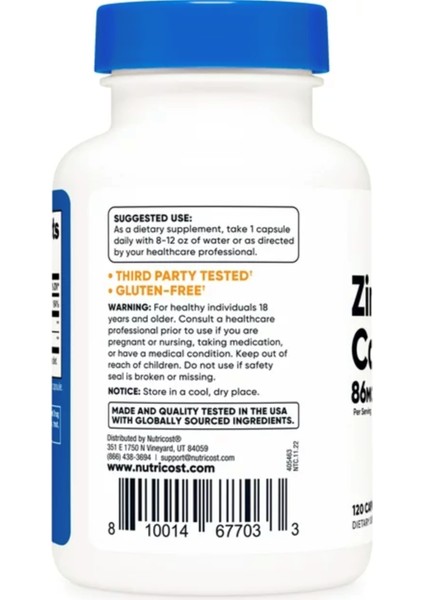 Zinc Carnosine 86mg 120 Capsules - Non-Gmo Gluten Free modelleri