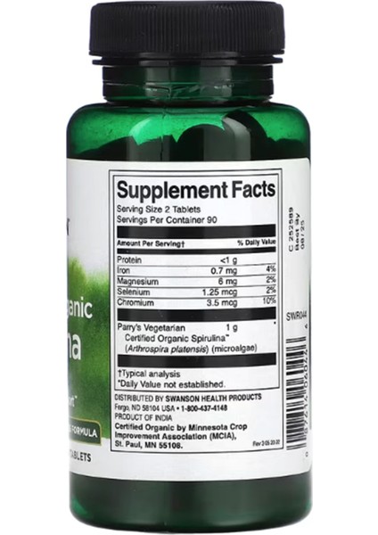 Certified Organic Spirulina 500 Mg 180 Tablets Usa Versiondur fiyatları
