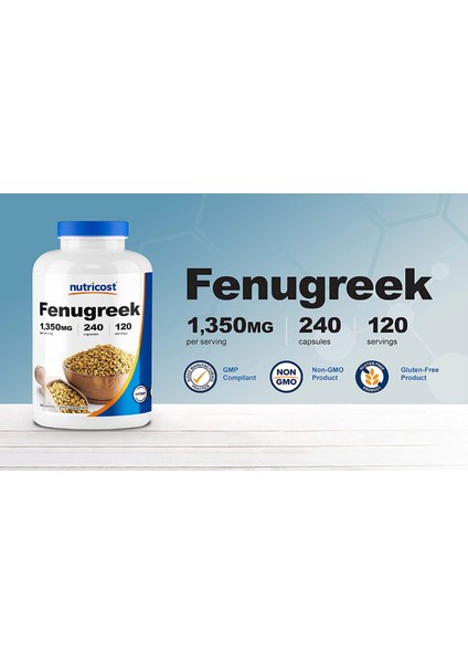 Fenugreek Seed 1350mg 240 Capsules - Gluten Free Non-Gmo-ndan fırsatları
