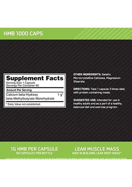 Hmb Optimum Hmb 3000mg / 90 Capsul Usa fiyatları