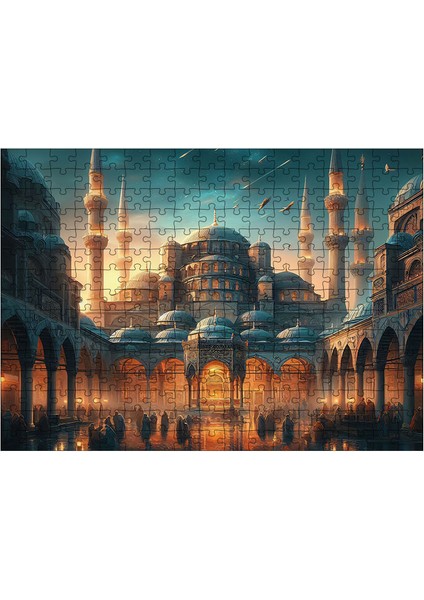 Ahşap Mdf Puzzle Yapboz Cami Manzarası 25 x 35 x 50 cm