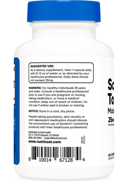 Zembrin Calm-Z With Zembrin 50mg 60 Capsul Non-Gmo Gluten Free- Usa Menşei