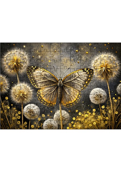 Ahşap Mdf Puzzle Yapboz Şeytan Tüyü ve Kelebek 120 Parça 25 x 35 cm