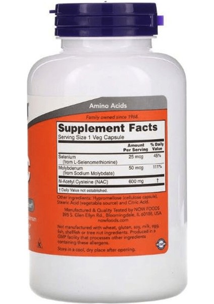 Nac 600mg 250 Veg Capsules Usa fiyatları