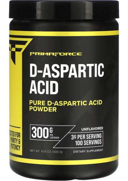D-Aspartic Acid 300 Grams (100 Servings) Unflavored Vegetarian Non-Gmo Usa