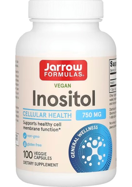 Jarrow Formulas Jarrow Formulas, Vegan Inositol, 750 Mg, 100 Veggie Capsules