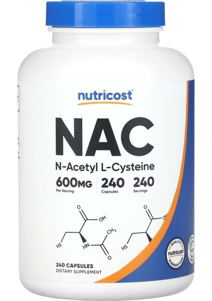 N-Acetyl L-Cysteine (Nac) 600mg 240 Vegetarian Capsules