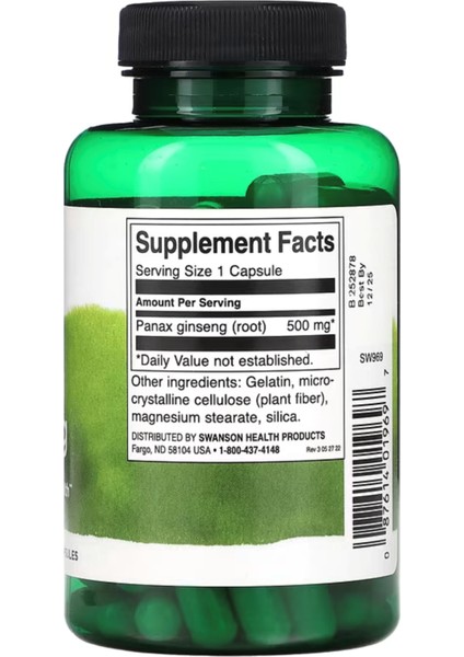 Korean Ginseng 500 Mg 100 Capsules Usa Version fiyatları