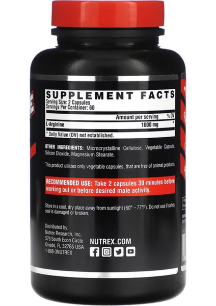 Research Black Series L-Arginine(Arjinin) 1000 120 Capsules Usa modelleri
