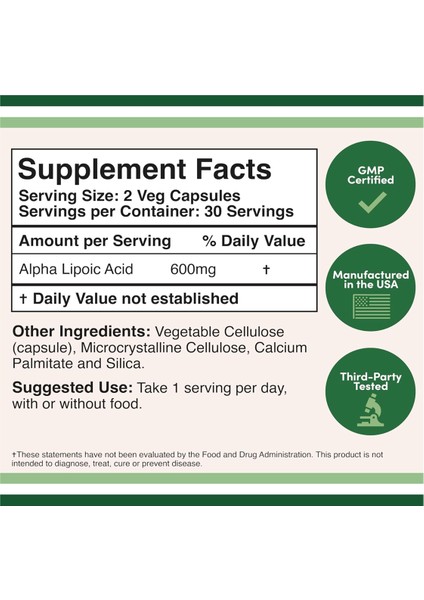 Alpha Lipoic Acid 600mg 60 Capsul