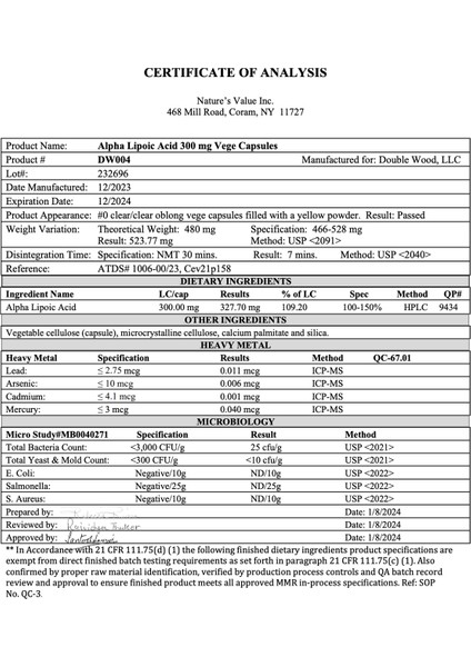 Alpha Lipoic Acid 600mg 60 Capsul