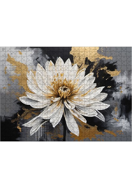 Ahşap Mdf Puzzle Yapboz Beyaz Çiçek 50 x 70  cm