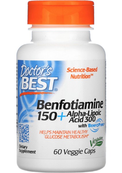 Dr Best Doctor's Best Benfotiamine 150 + Alpha-Lipoic Acid 300 60 Veggie Capsul