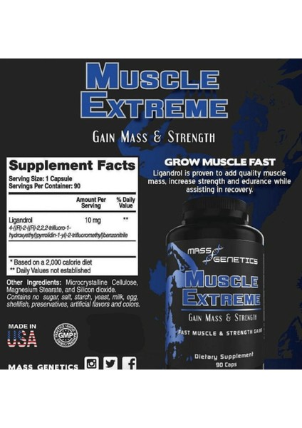 Mass Genetıcs Muscle Extreme Lgd-4033 Ligandrol 10mg 90 Capsul