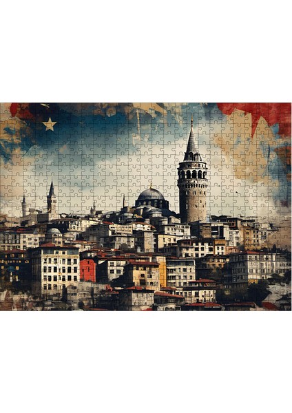 Ahşap Mdf Puzzle Yapboz Galata Kulesi 50 x 70 cm