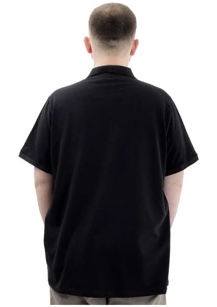 Büyük Beden Erkek T-Shirt Fermuarlı Polo Yaka Cepli U24325 Siyah