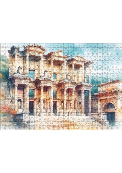 Ahşap Mdf Puzzle Yapboz Efes Celsus Kütüphanesi 500 Parça 50*70 cm