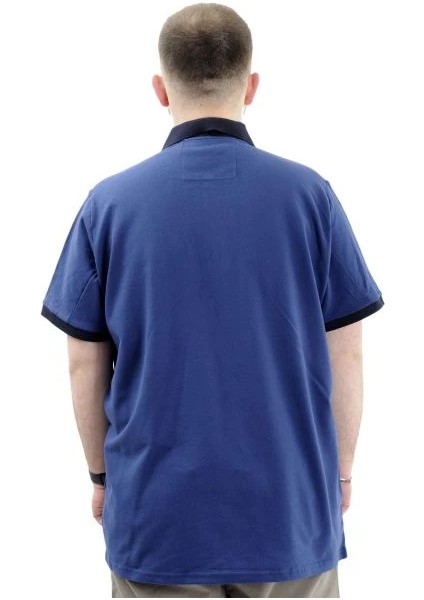 Büyük Beden Erkek T-Shirt Fermuarlı Polo Yaka Cepli U24325 Indigo