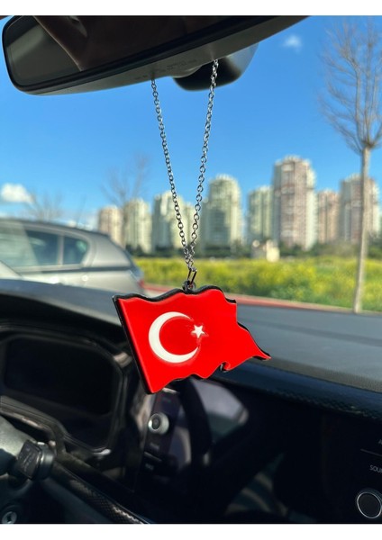 Ay Yıldız Türkiye Bayrak Pleksi Oto Dikiz Ayna Süsü