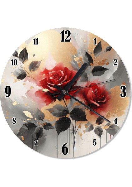 Kırmızı Güller Şekilli Duvar Saati