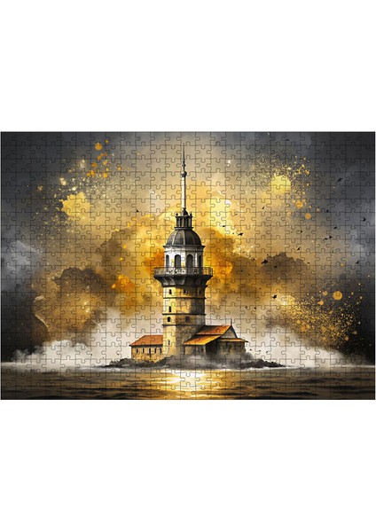 Ahşap Mdf Puzzle Yapboz Istanbul Kız Kulesi 50 x 70 cm