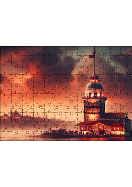 Ahşap Mdf Puzzle Yapboz Kız Kulesi 120 Parça 25 x 35 cm