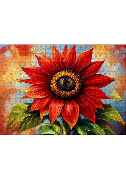 Ahşap Mdf Puzzle Yapboz Kırmızı Çiçek 50 x 70 cm