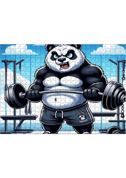 Ahşap Mdf Puzzle Yapboz Spor Yapan Panda 50 x 70 cm