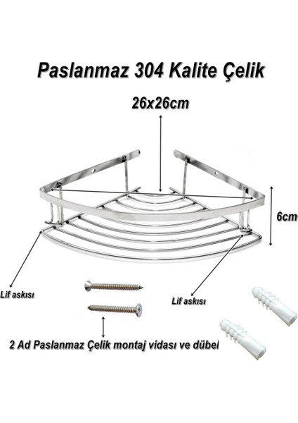 Banyo Paslanmaz Krom Oval Tekli Köşelik 304 Kalite Çelik GNRL2023-EKON