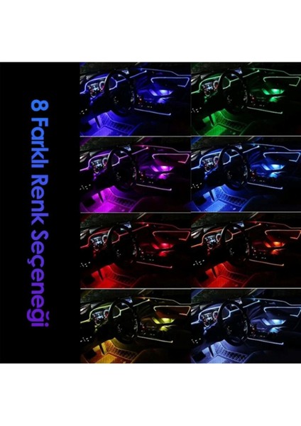 12 LED 8 Renk Ayak Altı Aydınlatma Rgb Sese Duyarlı