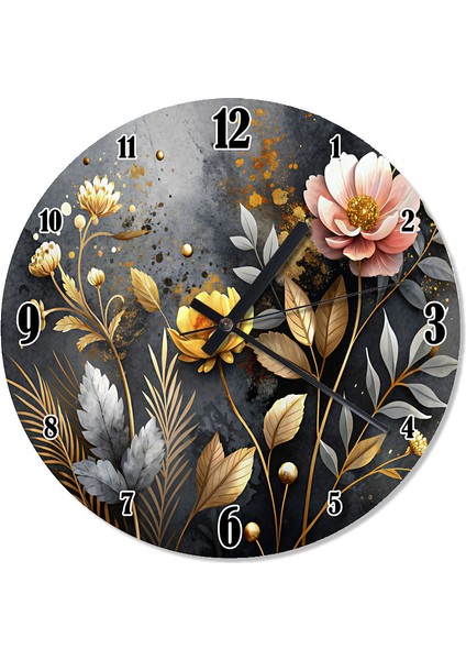 Renkli Çiçekler Akarlı Duvar Saati