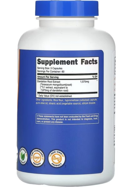 Dandelion Root 1 575 Mg 180 Capsul Usa Version