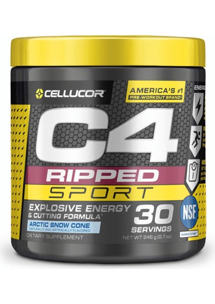 C4 Ripped Sport Pre Workout Sugar Free 135mg Caffeine + Weight Loss - 30 Servis Usa