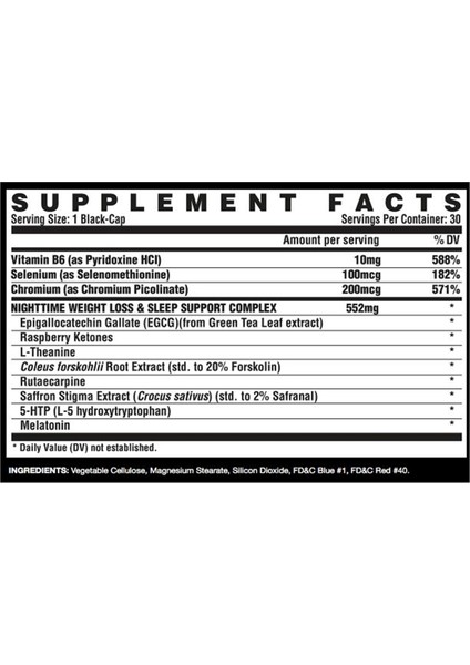 Lipo-6 Black Nighttime Ultra Concentrate 30 Capsules Usa Version