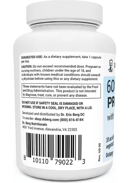 Dr Berg 60 Billion Probiotic - Probiotics For Men & Women - Pre And Probiotics For Digestive Health - 30 Vegetable Capsul indirimleri