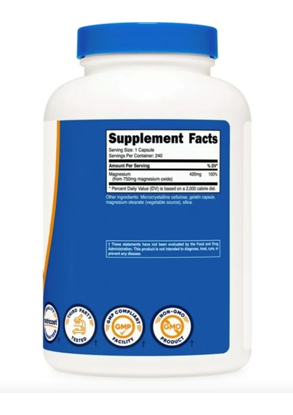 Magnesium Oxide Supplement 750mg 240 Capsules Usa fırsatları